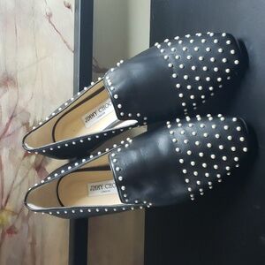Jimmy Choo Black Studded Flats
